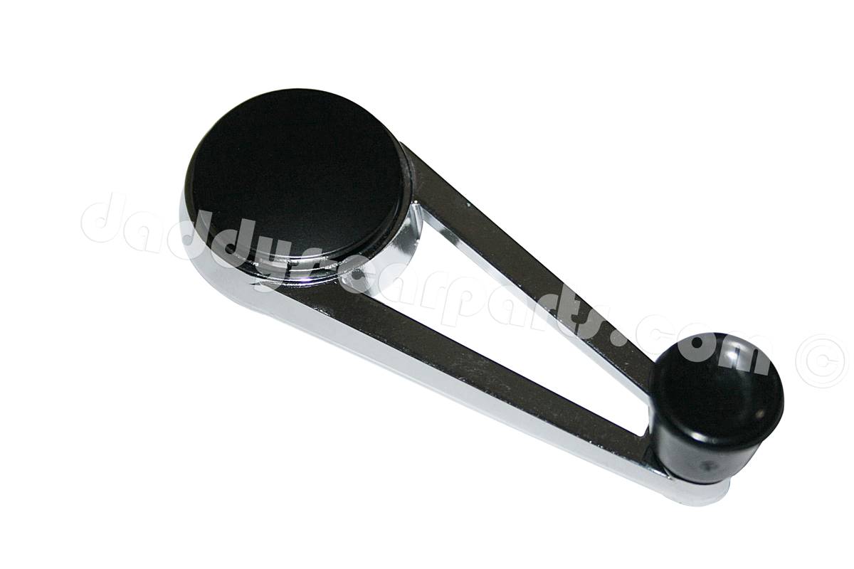 Kurbel-Chrom-schwarz-rund-6 SWB FENSTERKURBEL MIT ABDECKUNG FÜR PORSCHE 912 911