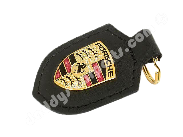 black-fob-neu PORSCHE SCHLÜSSELANHÄNGER LEDER SCHWARZ