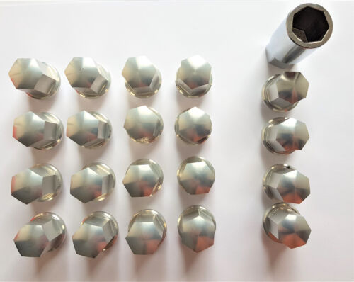 Radmuttern-silber-mit-lock PORSCHE 914 924 944 968 928 SET SILVER WHEEL NUTS WITH LOCKS