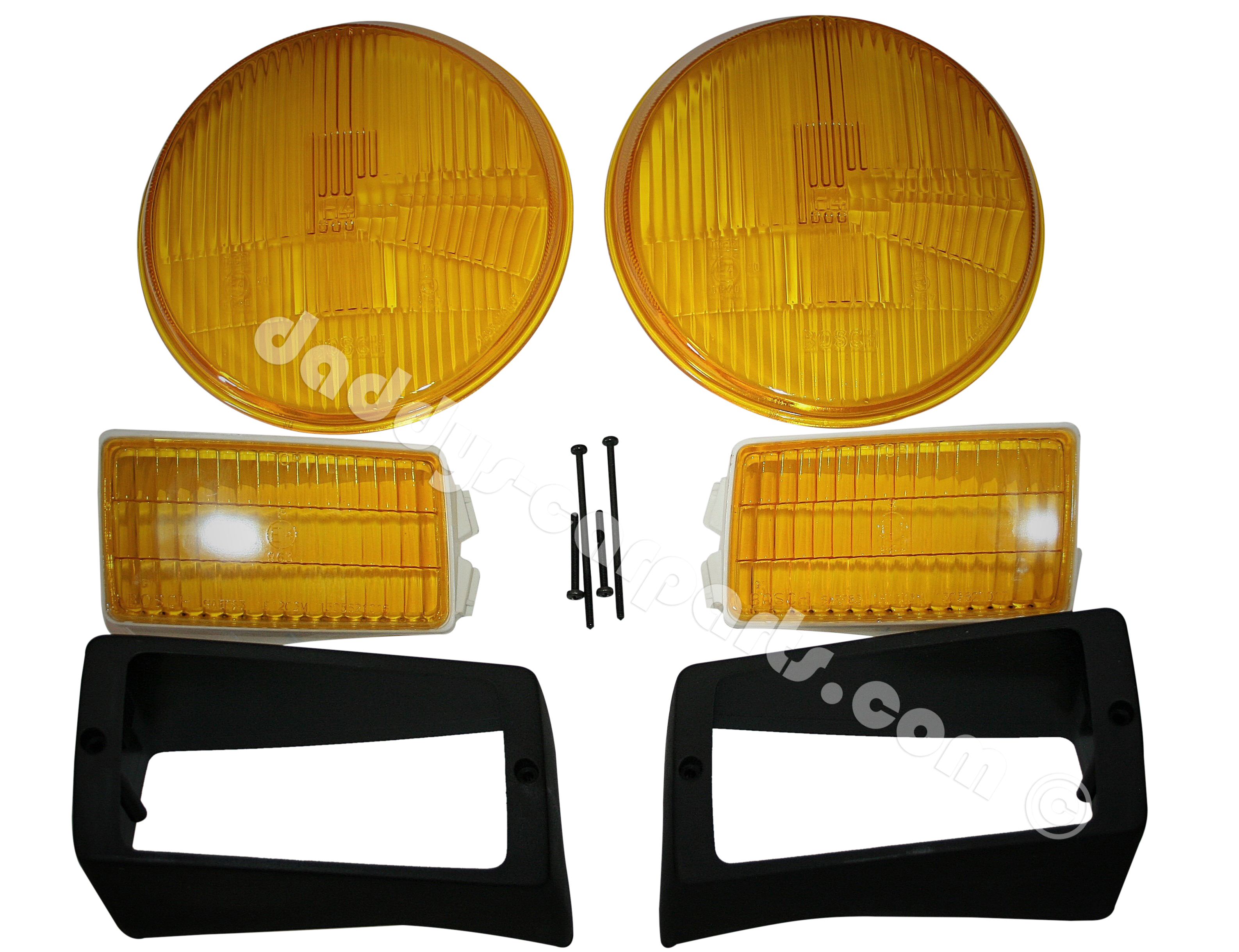 911-H4-Fog-Set-911-1984-198956f43ca68caea HEADLIGHT & FOG LIGHT / FRAME LENSES LHD YELLOW FOR PORSCHE 911 930